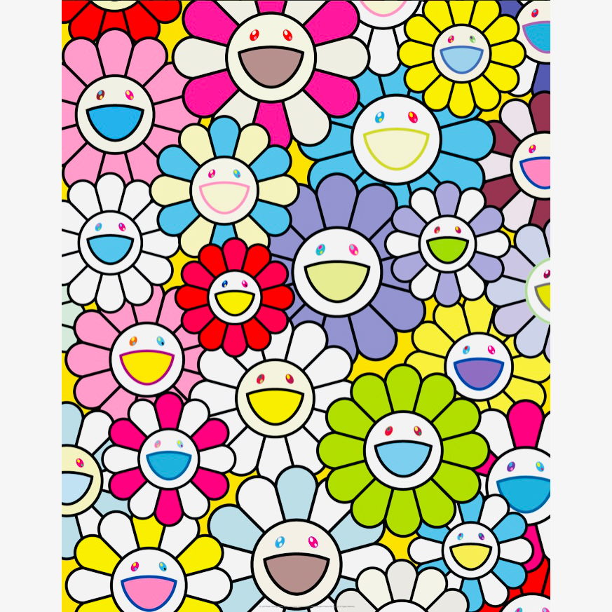 小さなお花の絵:黄色や白や紫のお花たち